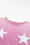 Pink Vintage Star Printed Mineral Wash Graphic Tee