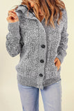 Dark Gray Long Sleeve Button-up Hooded Cardigans