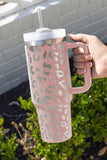 Green Leopard Print 40OZ Stainless Steel Portable Cup with Handle