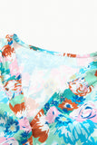 Sky Blue Floral Print Wrap Long Sleeve Bodysuit
