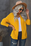 Yellow Open Front Chunky Knit Cardigan