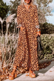 Leopard Button-Up Long Sleeve Maxi Dress