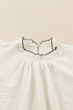 White Contrast Trim Ruffled Crew Neck Sleeveless Top