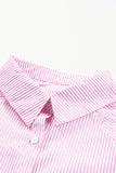 Smocked Cuffed Striped Boyfriend Shirt with Pocket