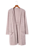 Pink Tunic Back Open Front Cardigan with Pockets