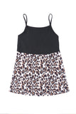 Black Leopard Patchwork Spaghetti Strap Tank Top