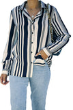 Black Brown Striped Modern Women Shirt