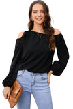 Black Knotted Asymmetric Off Shoulder Blouse