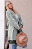 Pink Plaid Knitted Long Open Front Cardigan