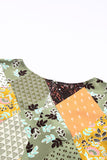 Green Square Neck Mixed Print Blouse