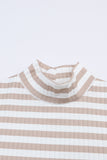 Striped Print Textured Knit Long Sleeve Tee