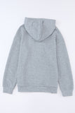 Gray Lattice Textured Kangaroo Pocket Drawstring Hoodie