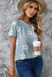 Gray Floral Pattern T-shirt