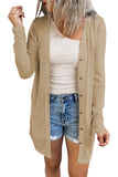 White Solid Color Open-Front Buttons Cardigan