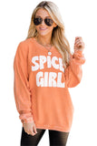 Orange Corded SPICY GIRL Graphic Sweatshirt