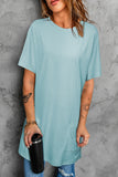 Black Side Pockets Short Sleeve Tunic Top