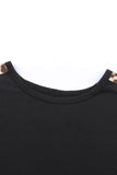 Black Leopard Splicing O-neck Short Sleeve T Shirt