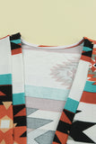 Multicolor Geometric Color Block Open Front Long Cardigan