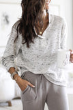 Gray Knit Long Sleeve Henley Top