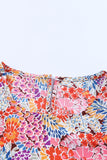 Multicolor Mix Floral Pattern Bubble Sleeve Blouse