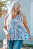 Boho Pattern Print Flounce V Neck Tank Top