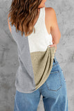 Apricot Color Block Knitted Tank Top