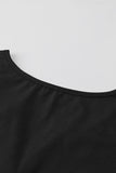 Black Solid Slim-fit V Neck Tank Top