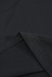 Black Hollow Out Ruffle Sleeve T-shirt