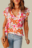 Purple Multicolor Flutter Floral Print Flowy Tank Top