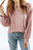 Black Twist High Neck Puff Sleeve Satin Blouse