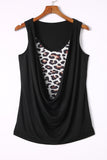 Black Leopard Ruched Fake Two-piece Tank