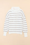 Cowl Neck Striped Print Drop Shoulder Sweater