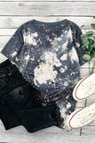 Multicolor Tie Dye Bleached Round Neck Short Sleeve T-shirt