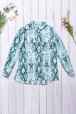 Blue Wild Snake Print Shirt with Pockets