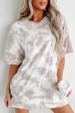 Black Tie-dye Round Neck Short Sleeve Top