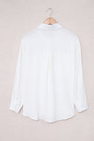 White Solid Pocket Long Sleeve Button-up Shirt