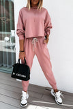 Pink Solid Sport Boxy Fit Pullover & Pants Outfit