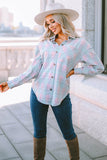 Pink Collared Neckline Plaid Pattern Long Sleeve Shirt