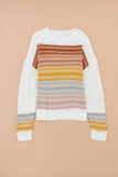 Multicolor Stripe Long Sleeve Round Neck Sweater