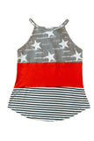 Multicolor American Flag Color Block Sleeveless Top