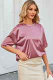 Apricot Glitter Chest Pocket Round Neck Long Sleeve Top