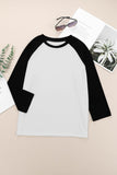 Black Color Block Raglan Sleeve Pullover Top