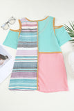 Multicolor Contrast Trim Color Block V Neck Tank Top