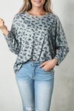 Leopard Animal Print Stitching Loose Long Sleeve Top