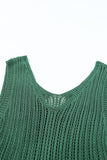 Khaki Hollowed Knit V Neck Tank Top