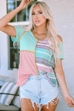 Multicolor Contrast Trim Color Block V Neck Tank Top