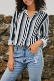 Black Brown Striped Modern Women Shirt