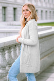 Beige Thermal Waffle Knit Pocketed Cardigan