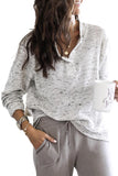 Gray Knit Long Sleeve Henley Top