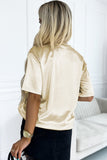 Apricot Glitter Chest Pocket Round Neck Long Sleeve Top